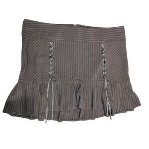 Torrid Mini Skirt Ruffle Hem Lace-Up Detail Black White Striped Womens Size 22